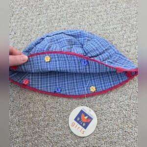 April Cornell Girls Blue and Red Checkered Hat